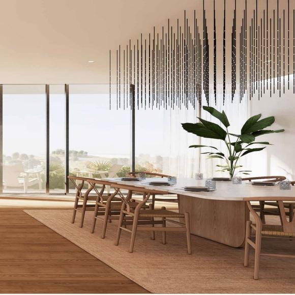 τραπεζαρία διαμερίσματος με μίνιμαλ χαρακτηριστικά