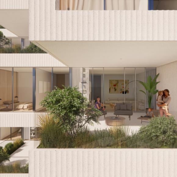 οικογένεια στο μπαλκόνι διαμερίσματος